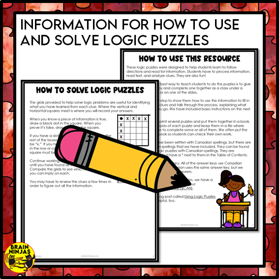 Back to School Logic Puzzles | Paper and Digital