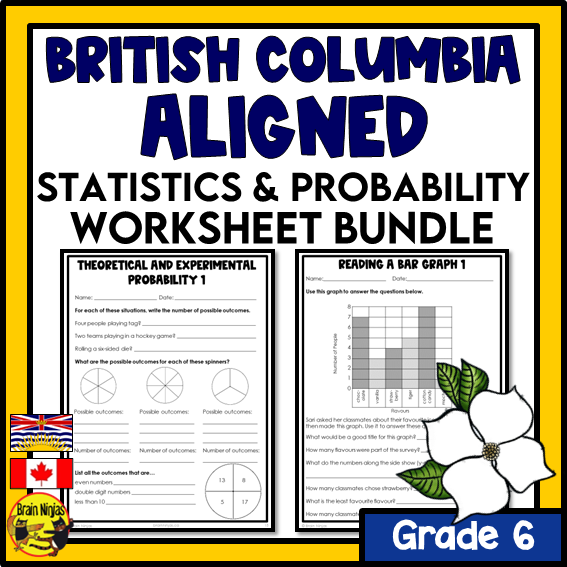 British Columbia Aligned Statistics and Probability Math Worksheets Bundle | Paper | Grade 6