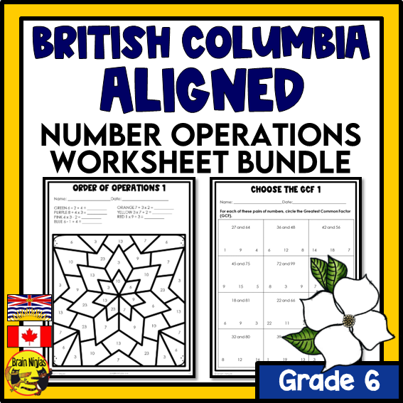 Bc Math Challengers British Columbia Aligned Number Operations Math Worksheets Bundle | Pa ...