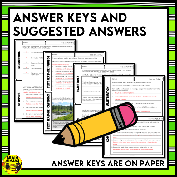 Beavers Reading Comprehension Activities | Paper and Digital