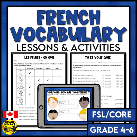 Introductory French Vocabulary | Paper and Digital
