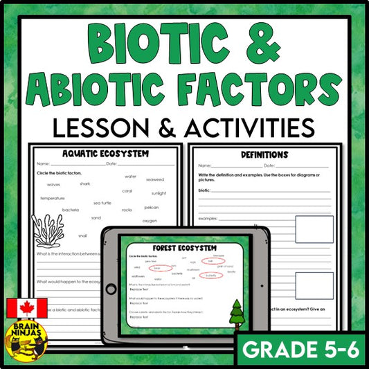 Biotic and Abiotic Factors in Ecosystems Lesson and Activities | Paper and Digital