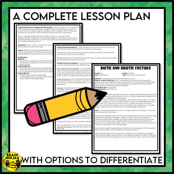 Biotic and Abiotic Factors in Ecosystems Lesson and Activities | Paper and Digital