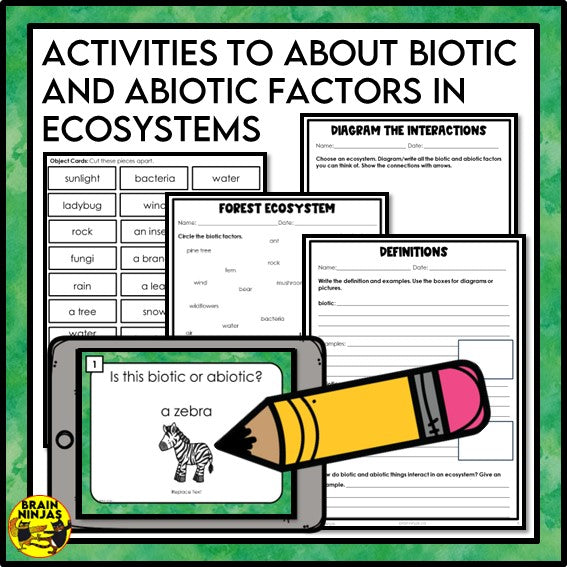 Biotic and Abiotic Factors in Ecosystems Lesson and Activities | Paper and Digital