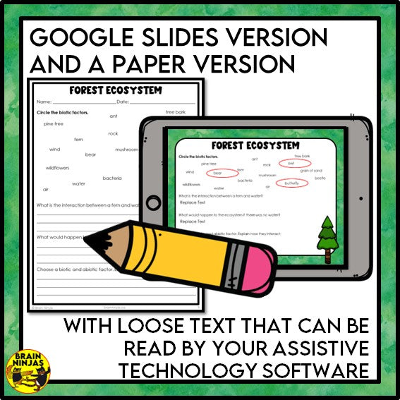 Biotic and Abiotic Factors in Ecosystems Lesson and Activities | Paper and Digital