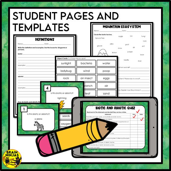 Biotic and Abiotic Factors in Ecosystems Lesson and Activities | Paper and Digital