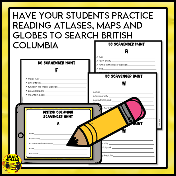British Columbia Geography Scavenger Hunt | Paper and Digital
