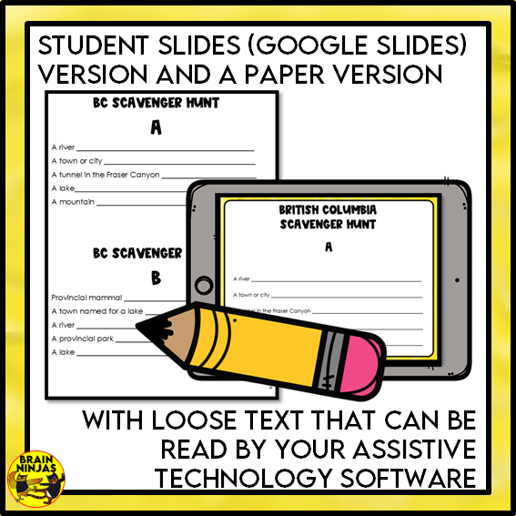 British Columbia Geography Scavenger Hunt | Paper and Digital