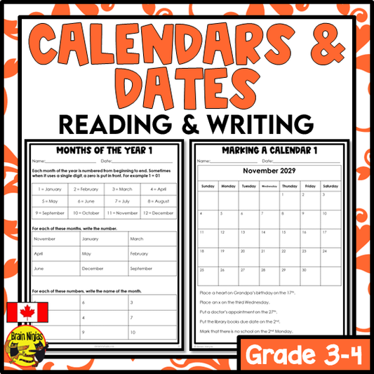Calendars and Dates Math Worksheets | Paper | Standard and Common Dates | Grade 3