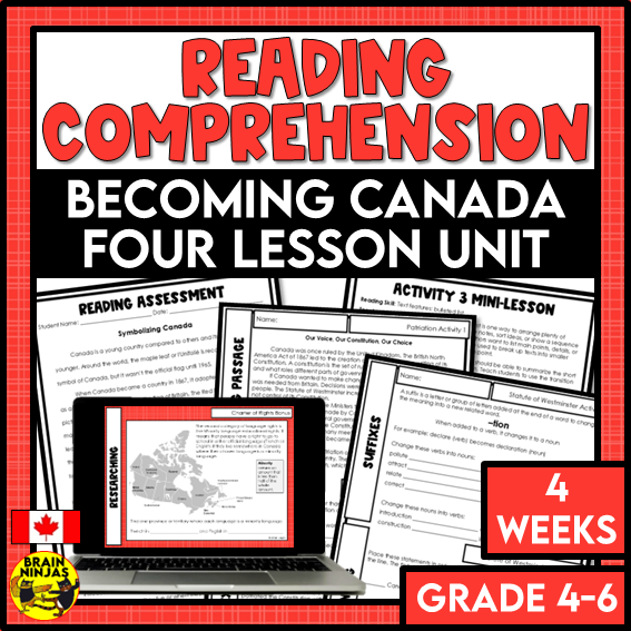 Becoming Canada Reading Comprehension Activities | Paper and Digital