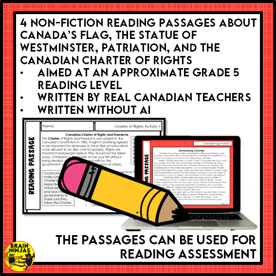 Becoming Canada Reading Comprehension Activities | Paper and Digital