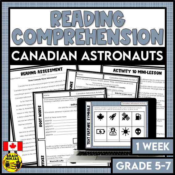 Canadian Astronauts Reading Comprehension Activities | Paper and Digital