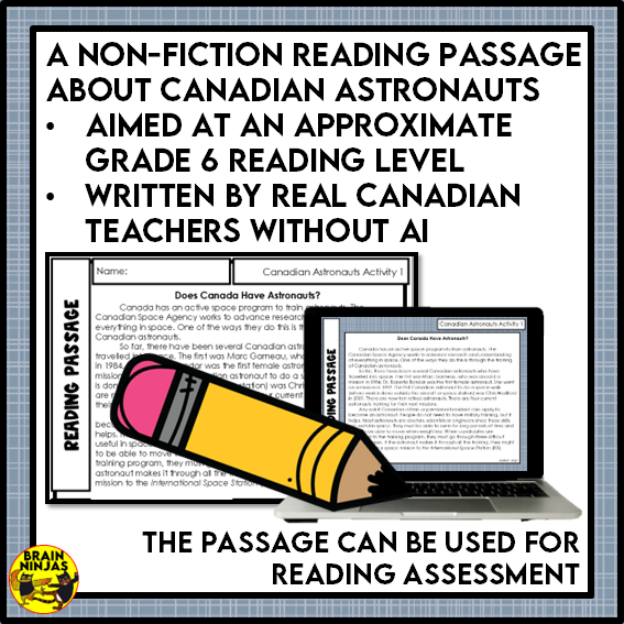 Canadian Astronauts Reading Comprehension Activities | Paper and Digital