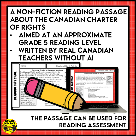 Canadian Charter of Rights Reading Comprehension Activities | Paper and Digital