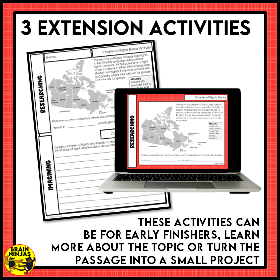 Canadian Charter of Rights Reading Comprehension Activities | Paper and Digital