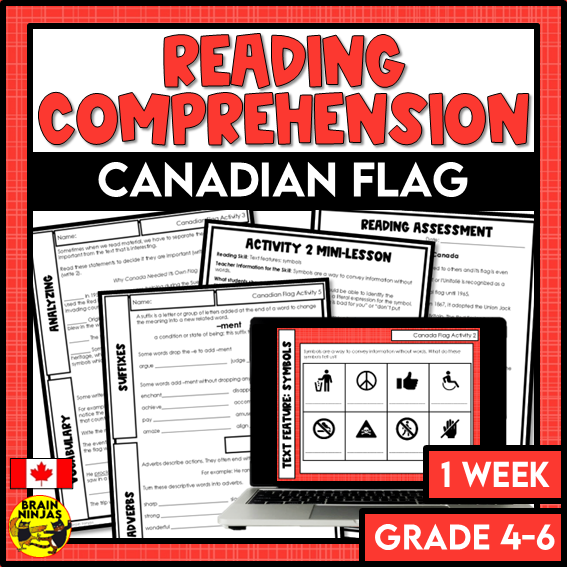 Canadian Flag Reading Comprehension Activities | Paper and Digital