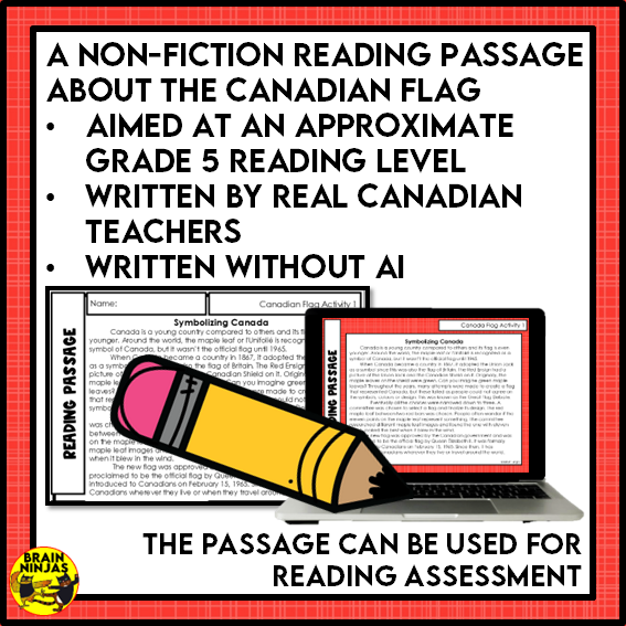 Canadian Flag Reading Comprehension Activities | Paper and Digital