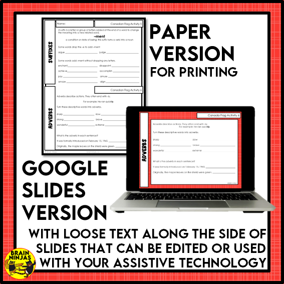 Canadian Flag Reading Comprehension Activities | Paper and Digital