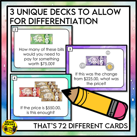 Canadian Money Word Problems Task Cards | Paper and Digital