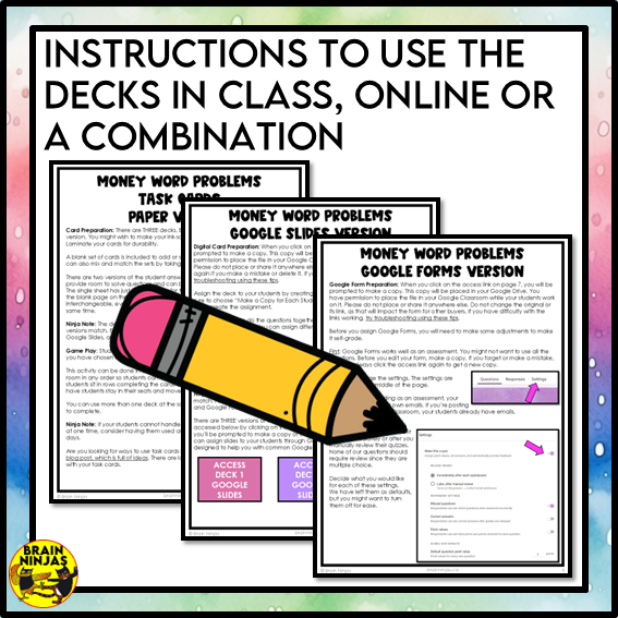 Canadian Money Word Problems Task Cards | Paper and Digital