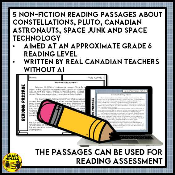 Canadian Space Tales Reading Comprehension Activities | Paper and Digital