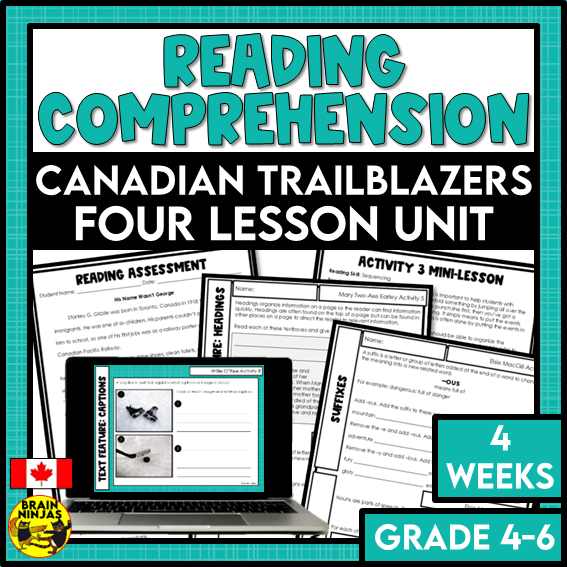 Canadian Trailblazers Reading Comprehension Activities | Paper and Digital