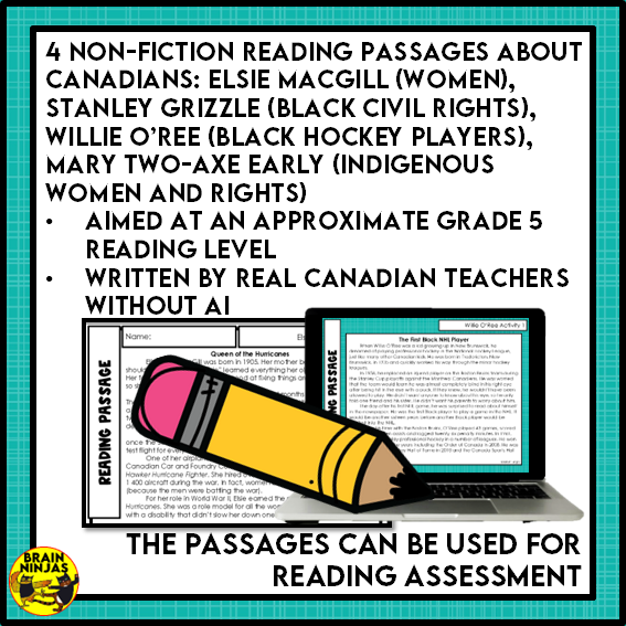 Canadian Trailblazers Reading Comprehension Activities | Paper and Digital