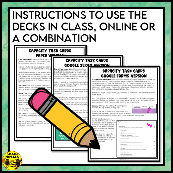 Measuring Capacity mL and L Math Task Cards | Paper and Digital