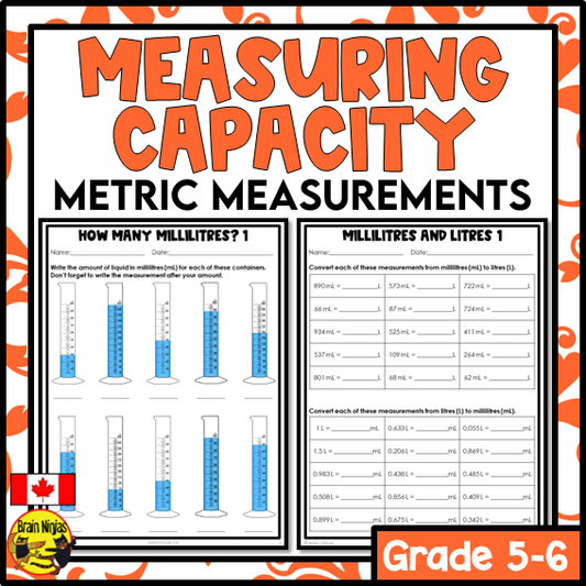 Measuring Capacity in Metric Units Math Worksheets | Paper | mL and L