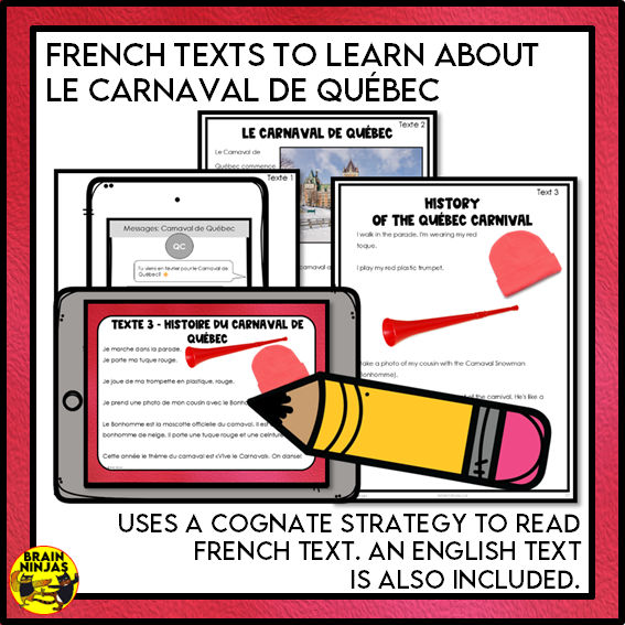 Quebec French Text Le Carnaval de Québec French Canadian Celebrations | Paper and Digital ...