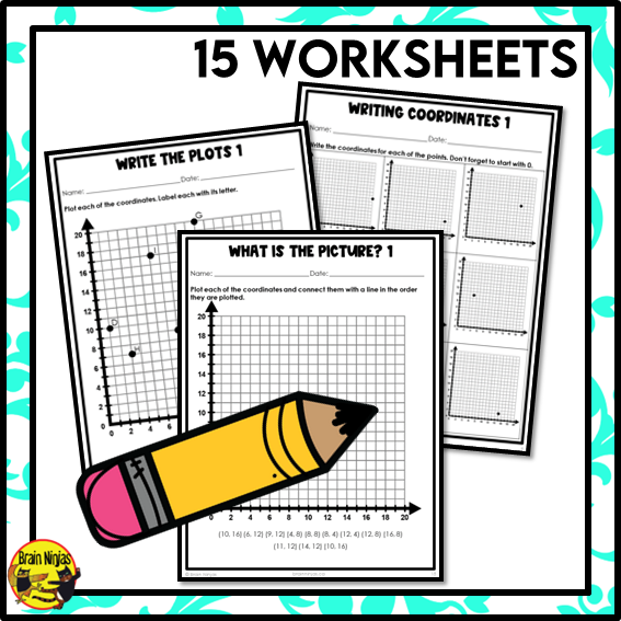 First Quadrant of the Cartesian Plane Math Worksheets | Paper