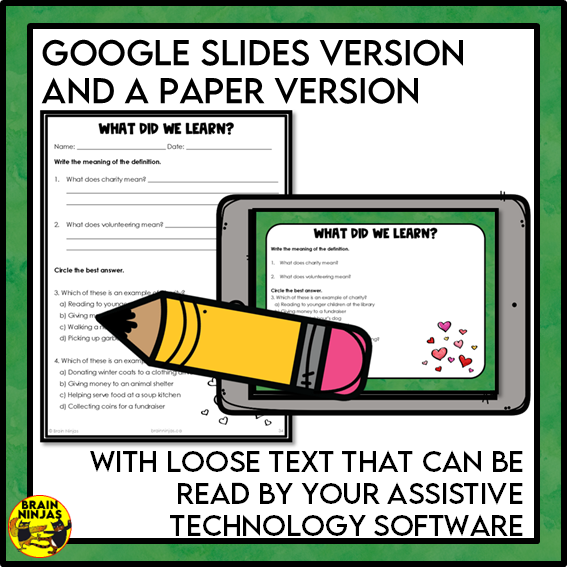 Charity and Volunteering Grade 3 Social Studies | Paper and Digital