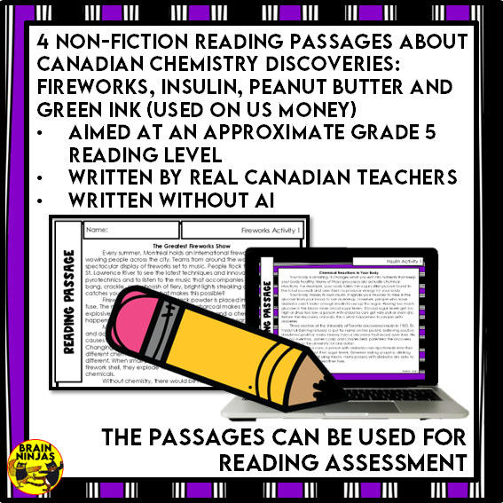 Canadian Chemistry Reading Comprehension Activities | Paper and Digital