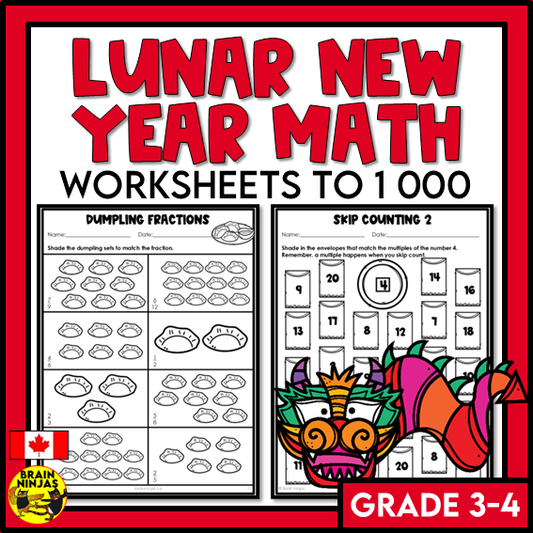 Lunar New Year Math Worksheets Numbers to 1000 | Paper