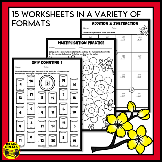 Lunar New Year Math Worksheets Numbers to 1000 | Paper