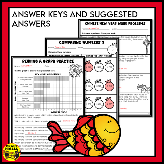 Lunar New Year Math Worksheets Numbers to 1000 | Paper