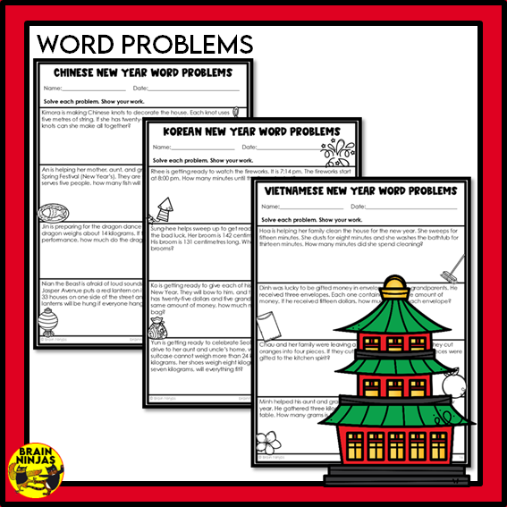 Lunar New Year Math Worksheets Numbers to 1000 | Paper