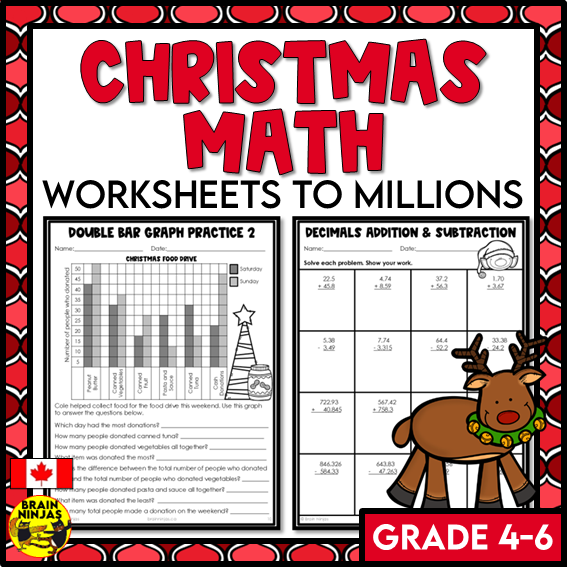 Christmas Math Worksheets Numbers to 1 000 000 | Paper