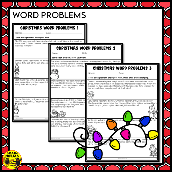 Christmas Math Worksheets Numbers to 1 000 000 | Paper