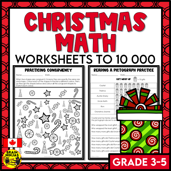 Christmas Math Worksheets Numbers to 10 000 | Paper