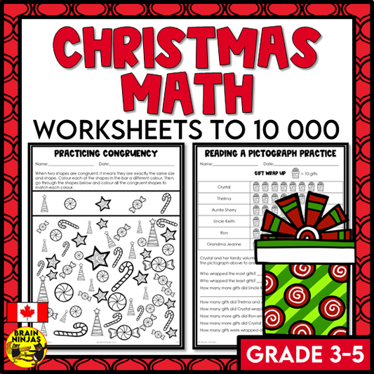 Christmas Math Worksheets Numbers to 10 000 | Paper