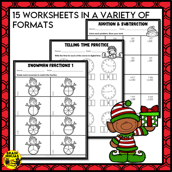 Christmas Math Worksheets Numbers to 10 000 | Paper