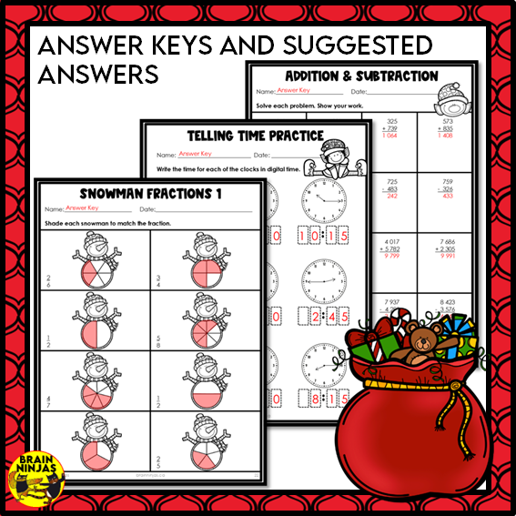 Christmas Math Worksheets Numbers to 10 000 | Paper