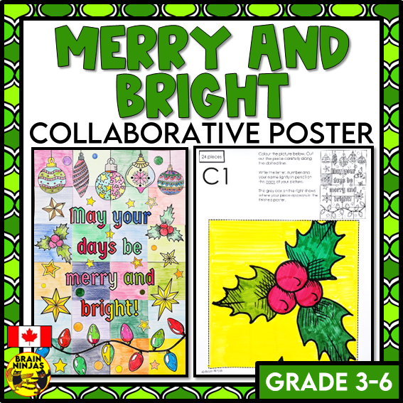 Christmas Collaborative Poster Merry and Bright | Paper