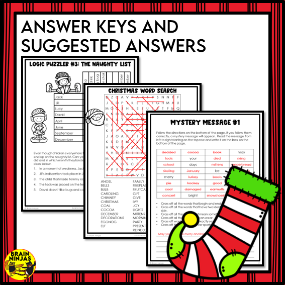 Christmas Word Games Logic Puzzles and Creative Thinking Activities | Paper and Digital