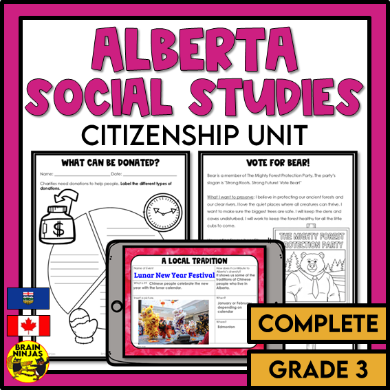 Alberta Social Studies Grade 3 Citizenship Unit | Paper and Digital