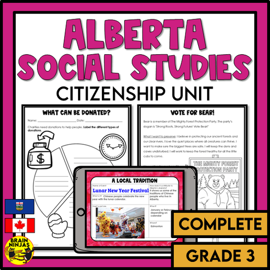 Alberta Social Studies Grade 3 Citizenship Unit | Paper and Digital