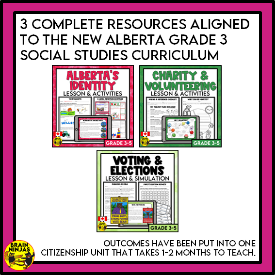 Alberta Social Studies Grade 3 Citizenship Unit | Paper and Digital