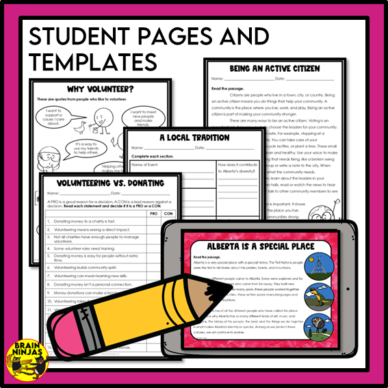 Alberta Social Studies Grade 3 Citizenship Unit | Paper and Digital