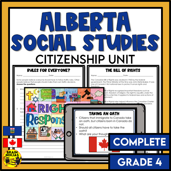 Alberta Social Studies Citizenship Unit Grade 4 | Paper and Digital
